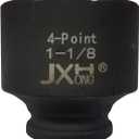 1/2" Drive 1-1/8" 4-Point Square Impact Socket, Heat Treated Cr-Mo Alloy Steel