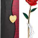 Gold Rose 24K Plated Gold Dipped Rose, Forever Preserved Red Rose Flowers with Stand,Romantic Gift for Valentine's Day and Mothers Day, Anniversary, Birthday,Gifts for Her,Wife,Girlfriend