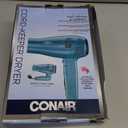 Conair Cord-Keeper Dryer with Folding Handle and Retractable Cord, 1875W Travel Hair Dryer, Ionic Technology, Teal (Blue)