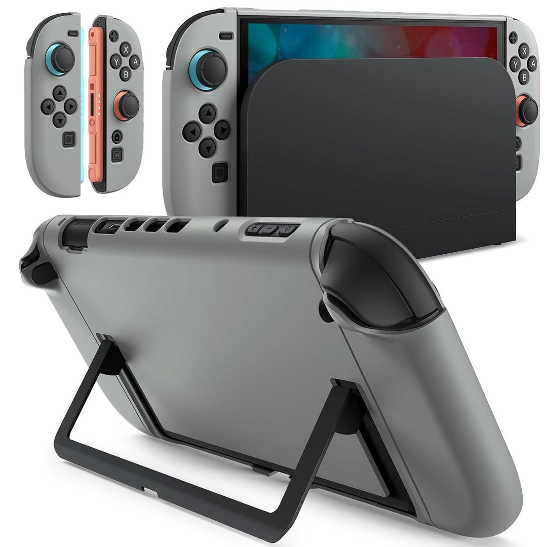JETech Slim Dockable Case for Nintendo Switch 2 (2025) 7.9 Inch, Soft TPU Grip Cover for Joy-Con Detachable, Matte Carrying Protective PC Back Shell, Anti-Scratch (Grey)