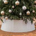 White Christmas Tree Collar 28 inch Round Christmas Tree Skirt Ring Base Stand Durable Plastic Cover Christmas Tree Decorations for Xmas Artificial Tree(Simple,Large)