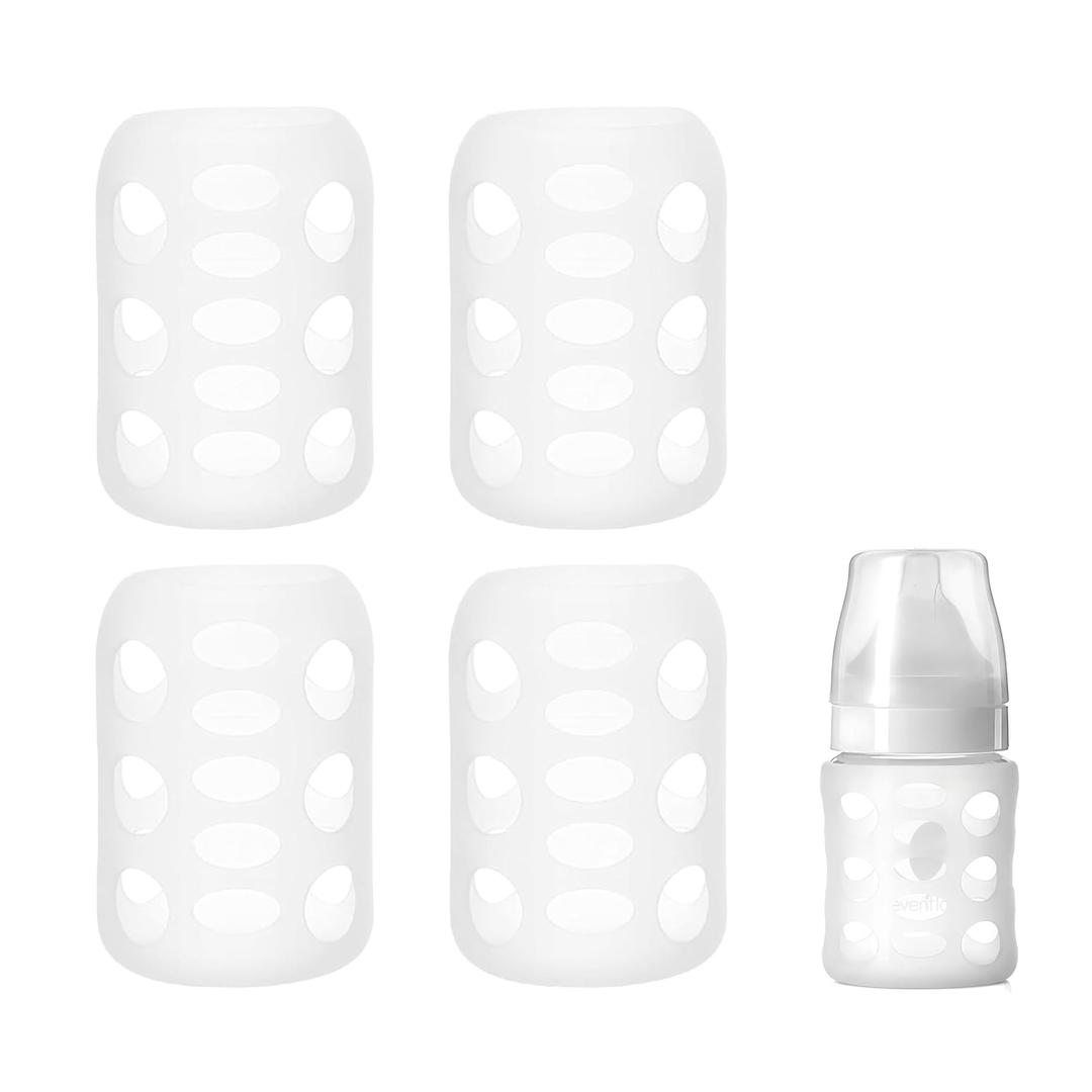 4Pack Silicone Sleeve for Evenflo Wide Neck 5oz/Balance Plus Standard Neck 4oz, Glass Bottle Sleeves for Classic Glass Bottle 4oz, Scald Sleeve Heat Protective Case