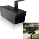 Zonon Newspaper Holder Black Medium Newspaper Box Weatherproof Heavy Duty Mailbox Accessory with Adjustable Bracket Rustproof Metal Outdoor Magazine Delivery Box for Post Mounted Mailbox