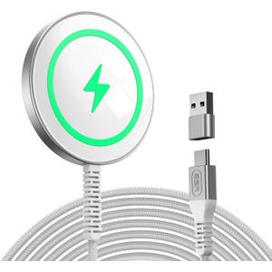 ESR for MagSafe Charger 15W Wireless Charger for iPhone 17/16/15/14/13/12 Apple Magnetic Charging Pad for AirPods 4/3/Pro/Pro 2 Galaxy S25 Series with Dual USB A/C Ports, Silver