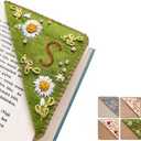 Personalized Hand Embroidered Corner Bookmark, 26 Letters Cute Flower Embroidered Corner Bookmark Embroidery Book Marker Clip for Book Lovers Bookmarks for Reading Lovers Meaningful GIF (Summer, S)