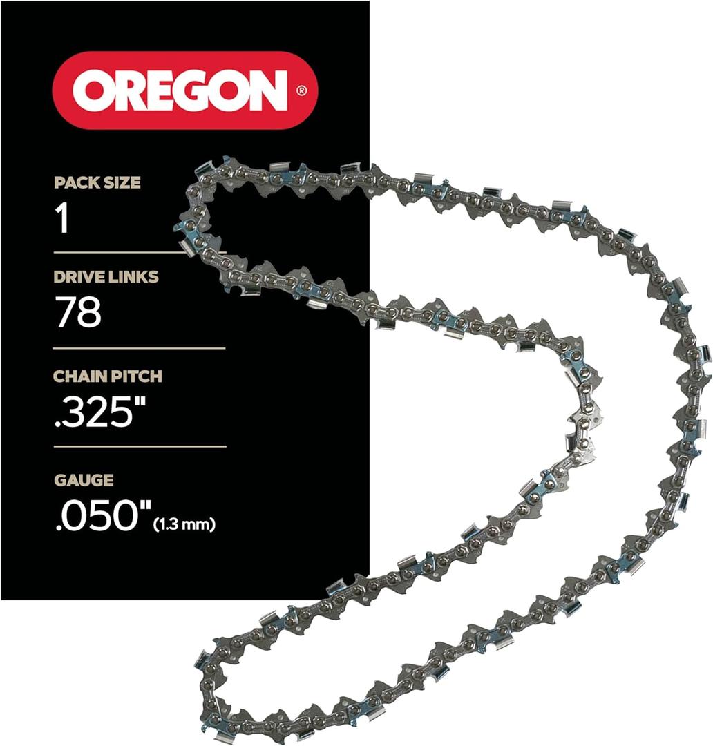 Oregon Chainsaw Chain .325" Pitch, .050" (1.3 mm) Gauge for 20 Inch Bar, 78 Drive Links Fits Echo, Poulan, Ryobi, Husqvarna and more