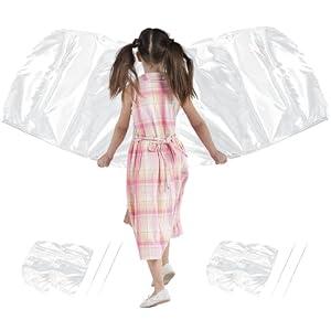 4 Pcs Set 53 x 37 Inch Praise Church Flag with Scalable Rod, Worship Flags for Girls Adults Practice Performance, Semicircle Angel Wing Flags Design Silvery White