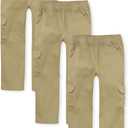 The Children's Place Boys' Pull on Cargo Pants (10, Flax 3-pack)
