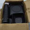 Teivio 32-piece Plastic Wheat Straw Square Dinnerware Set for 8, Unbreakable Dinner Plates, Salad Plates, Snack Bowls, Tumblers, Dishwasher Safe, Black