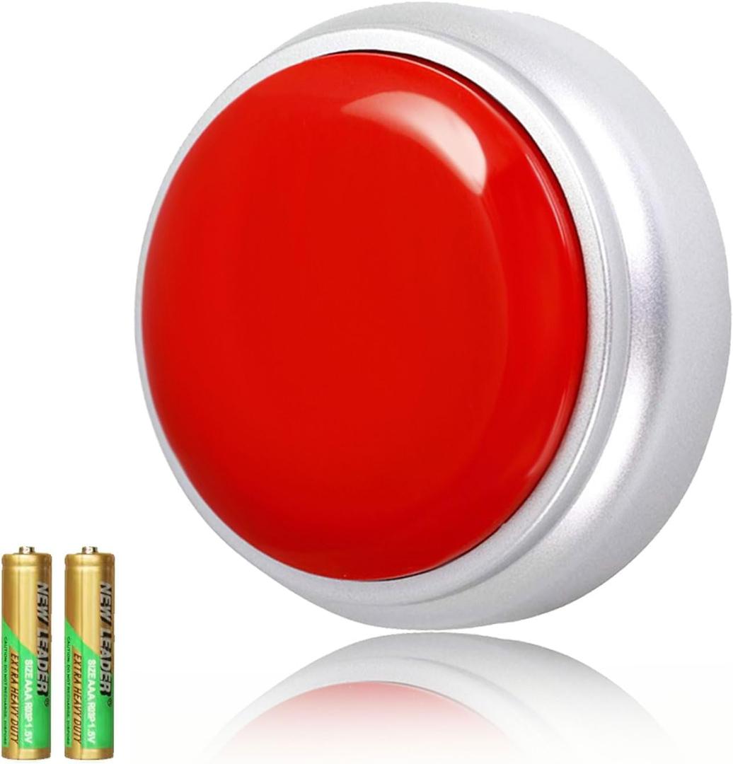 Cover 30 Seconds Answer Buzzers Recordable Talking Button Easy Button Record Button Toy Gift Answer Buzzers (Red+Silver)
