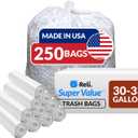 Reli. 30-33 Gallon Trash Bags Heavy Duty | 250 Count Bulk | Clear Large Trash Bags 30+, 32 Gallon | Made in USA
