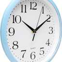 Bernhard Products Light Blue Wall Clock Silent Non Ticking - 10 Inch Quality Quartz Battery Operated Round Easy to Read Home/Kitchen/Office/Classroom/School Clock