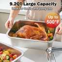 4 Inch Extra Deep Lasagna Pan with Lid, 11.6x15.6 Inch 9.2QT Large Stainless Steel Nonstick Lasagna Baking Roasting Dish Pan for Oven(L, 1 Pack)