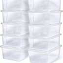 HOMZ 10-Pack Snaplock, Small Clear Plastic Storage Organizer Bins w/ Lids, 6 Quart, White - Stackable Container Boxes for Bedroom, Bathroom, Garage, and Office Organization