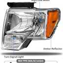 2009 2010 2011 2012 2013 2014 Ford F150 Pickup Headlight Assembly for 09-14 Ford F150 Clear Lens Chrome Housing with Amber Reflector Headlamp Replacement Left and Right PairW/O Bulbs