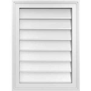 18"W x 24"H Rectangle Surface Mount PVC Gable Vent: Non-Functional, w/ 1-1/2" x 2" Brickmould Frame