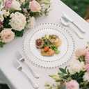 supernal 100PCS Clear Plastic Plates, Clear Plates with Silver Trim, Elegant Plastic Plate Include 50 Dinner Plate 10'' and 50 Dessert Appetizer Platos 7'' for Party, Wedding, Bridal Baptism