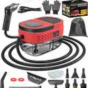 Handheld Steam Cleaner, 2500W High Pressure Steam Machine, 1.6L Water Tank, 3 Levels Adjustable Handle, Portable Cleaning Steamer for Home, Car, Bed Bugs, Furniture, Couch, Grout (Red)