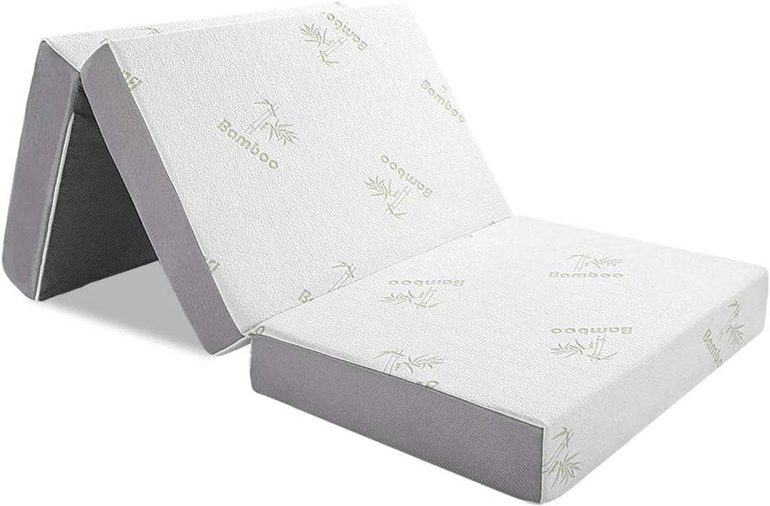 Inofia 6 Inch Folding Mattress, Memory Foam Tri-fold Mattress with Removable Cover, Foldable Floor Bed, Medium Firm, Queen Size (80" x 60" x 6")