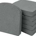 Outdoor Chair Cushions, Fade-Resistant & Water-Resistant, D Shaped Patio Furniture Seat Chair Pads Replacement with Ties, Non-Slip Bottom, Removable Cover, Set of 6, 18.5 x 16 Inch, Dark Grey, 18.5" x 16" 6 Pack