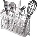 KESOL Stainless Steel Utensil Holder, Utensil Drying Rack with 3 Divided Compartments, Rust-Resistant Utensil Drying Basket, Silverware Drying Basket, Utensil Drainer for Dish Rack (Mesh Grid Pattern)