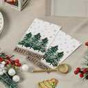 Horaldaily 100 Christmas Disposable Paper Decorative Guest Napkins, Christmas Pine Tree Snow Hand Towel for Party Lunch Dinner Kitchen Bathroom (4.3 X 7.9 inches)