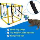 Dewonch Puppy Play Gym with 8 Hanging Toys, Small Dogs Indoor Jungle Gym, PVC Frame with Bungee Straps Enrichment Activity Center
