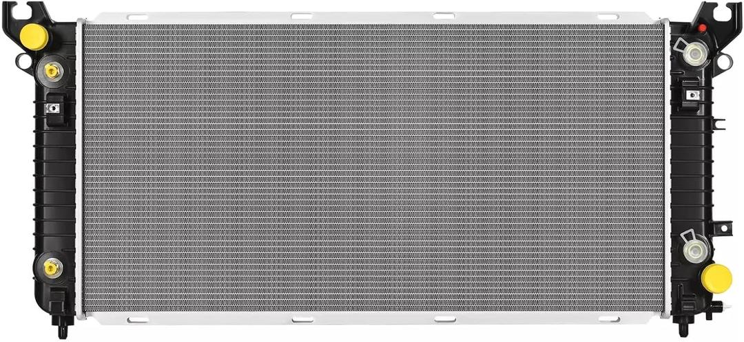 Aluminum Engine Oil Cooler Radiator for Chevy Silverado 1500/Tahoe 2007-2014 5.3L 6.0L 6.2L Direct Fit 13569 Radiator Replacement with Oil Cooler Leak Proof Multi-Louvered Fins
