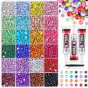 22000Pcs Resin Rhinestones for Bedazzling with Tweezers, Multicolor 2/3/4mm Rhinestones for Crafting with 3Pcs 10ml B7000 Jewelry Glue for DIY Crafts Clothing Tumblers Shoes Fabric Nail Art