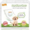 Dog Diaper Liners, 150 Count, Super Absorbent Booster Pads for Male and Female Dogs, Ultra-Thin and Breathable, Regular