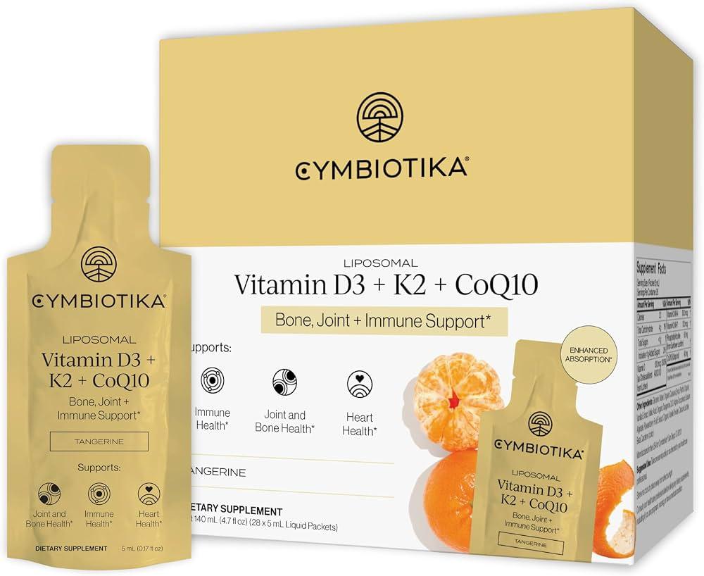 CYMBIOTIKA Liposomal Vitamin D3 + K2 + CoQ10 for Bone, Heart & Immune