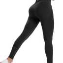 Women's Butt Lifting Leggings Hidden Scrunch Butt Lifting Leggings Seamless High Waisted Workout Yoga Pants (Black)