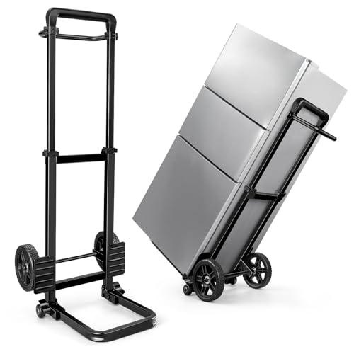 KEDSUM Dolly Cart with Wheels, Upgrade Labor-Saving Folding Dolly with Training Wheels, Heavy Duty Hand Truck Cart with Pedal Rod,Thickened Iron Pipe for Moving, Furniture, Warehouse Use