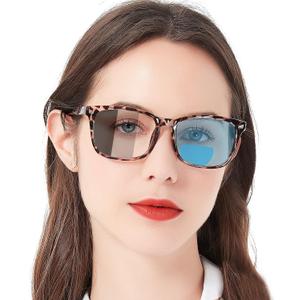 MARE AZZURO Photochromic Bifocal Reading Glasses Women Blue Light Blocking Square Readers Sunglasses 1.00 1.50 2.00 2.50 3.00 3.50 4.0 (Leopard, 4.0)