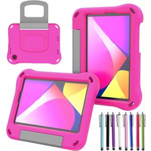 Case for TCL Tab 8V/Tab 8 LE/Tab 8 Plus/Tab 8 WiFi/Tab 8 SE (9137W, 9132X, 9138S, 6048E, 91232X1) - Lightweight Protective EVA Kids Kickstand Cover Case + 1 Stylus (Pink)