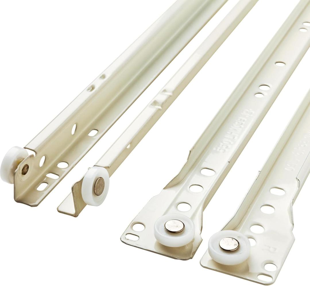 Franklin Brass Self-Closing 22' Drawer Slides Bottom Mount, 25-Pieces Cabinet, 50lb Capacity White Drawer Hardware D68822K-W-B