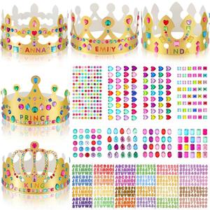 Paper Princess Prince Crowns for Kids Birthday Party Hats Gold for Boys Girls DIY Crown Supplies (Classic Style,34 Pieces)