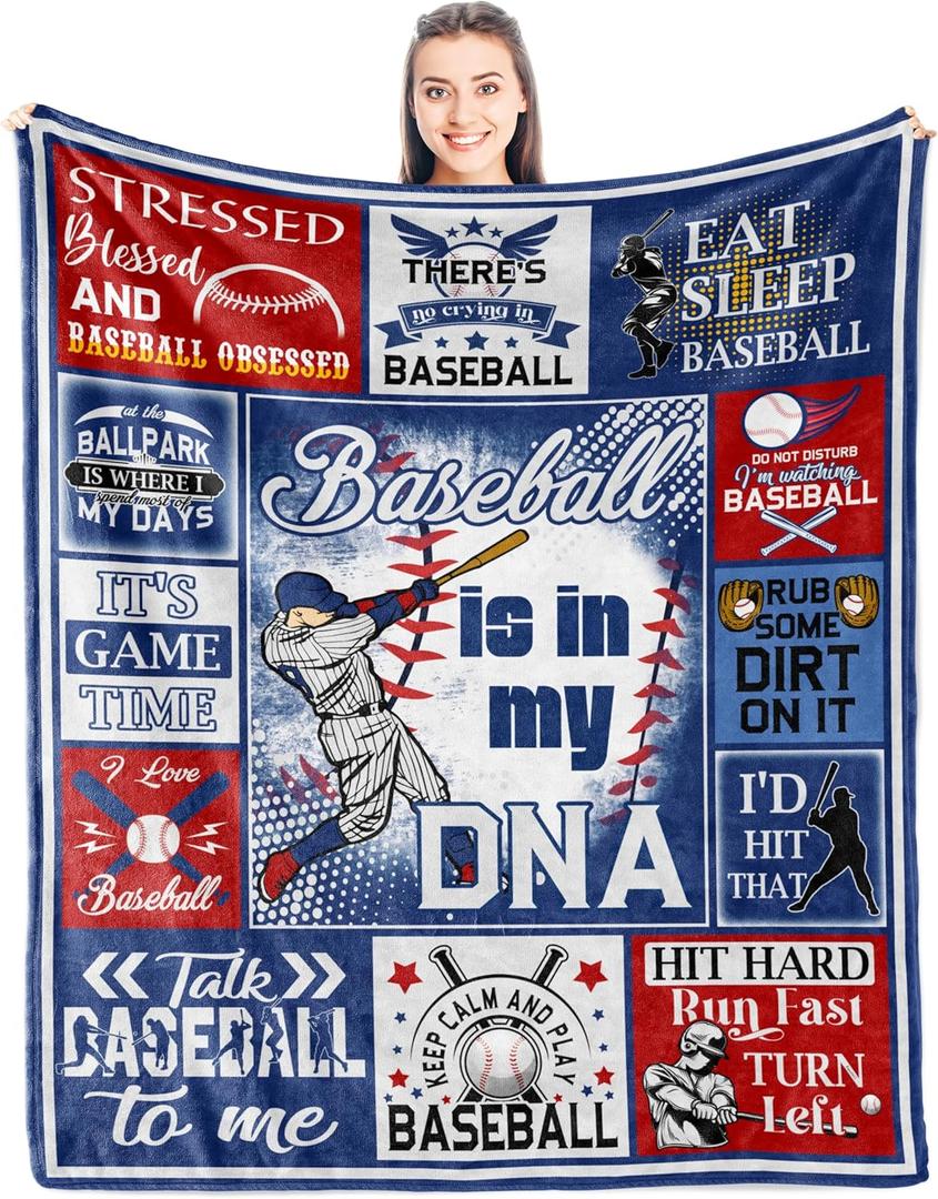 Baseball Gifts for Boys 8-12 - Valentine Baseball Gifts for Men for All Ages- Gifts for Boys Who Love Baseball Blanket 50" x 60"- Baseball Player/Lover Gift - Baseball Team/Fan Gifts Soft Throw