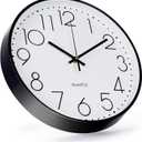 Wall Clock 12 Inch Non-Ticking Silent Modern Simple Style Round Decor Clock Black Stereoscopic Dial Quartz Wall Clocks for Home/Office/School/Living Room/Bedroom/Kitchen