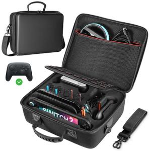 MoKo Carrying Case for Nintendo Switch 2(2025), All-in-One Portable Hard Travel Case Holds Dock, Adapter, 21 Game Cards, for Switch 2 Accessories Pro Controller, Large Capacity, Black