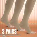 Doctor's Select 3 Pairs Copper Toeless Compression Socks Women & Men - 20-30 mmHg Open Toe Compression Socks Knee High Women