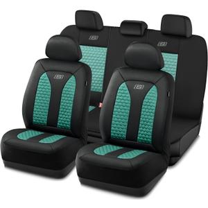 Skechers Memory Foam Car Seat Cover Full Sets, Hexcomb Breathable Thick Seat Covers, Airbag Compatible, Automotive Comfort & Protection for Most Cars,Van,Trucks, SUVs (Green,Full Set)
