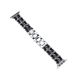 MioHHR Metal & Leather Chain Band for Apple Watch 38/40/41mm and 42/44/45mm