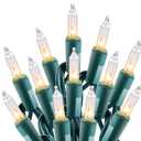 Minetom Clear Christmas String Lights 100 Count 25 Feet Incandescent Bulb Mini Lights for Indoor Xmas Tree Garland Birthday Wedding Party Festival Decoration, Green Wire