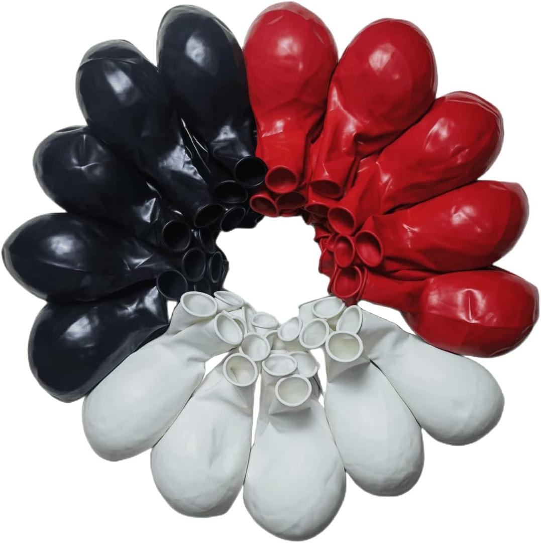 90 Pack 18 inch Red Black White Balloons 30 of each of the 5 colors Red White Black Latex Party big Balloon Bulk for Various Party Events Decorations
