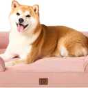 EHEYCIGA Orthopedic Dog Beds for Large Dogs, Waterproof Memory Foam Large Dog Bed with Sides, Non-Slip Bottom and Egg-Crate Foam Pet Couch Bed with Washable Removable Cover, Dusty Pink