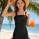Girls Tankini Swimsuit 2 Piece Bathing Suits Square Neck Padded Tank Top and Drawstring Shorts Girls' Swimwear 15-16Y