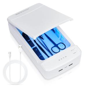 Nail Tool Sterilizer with Blue Light,LXIANGN Portable USB Sterilizating Box for Manicure Salon,Tweezers,Tattoo,Scissors,Jewelry,Phone, Watch,Keys