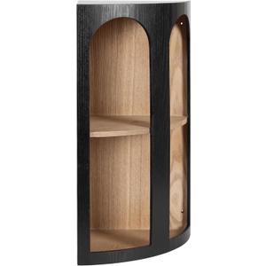 Kate and Laurel Elloree Modern Corner Shelf Cabinet for Storage and Display, 16 x 11 x 24, Black and Natural, Transitional Corner Storage for Use as Living Room Shelving or Bedroom Storage Design