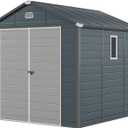 YITAHOME 8x9 FT Outdoor Storage Shed w/o Floor, All-Weather Plastic Shed with Lockable Doors, Window & Vents, Plastic Tool Shed for Backyard, Patio, Poolside, Lawn, Gray